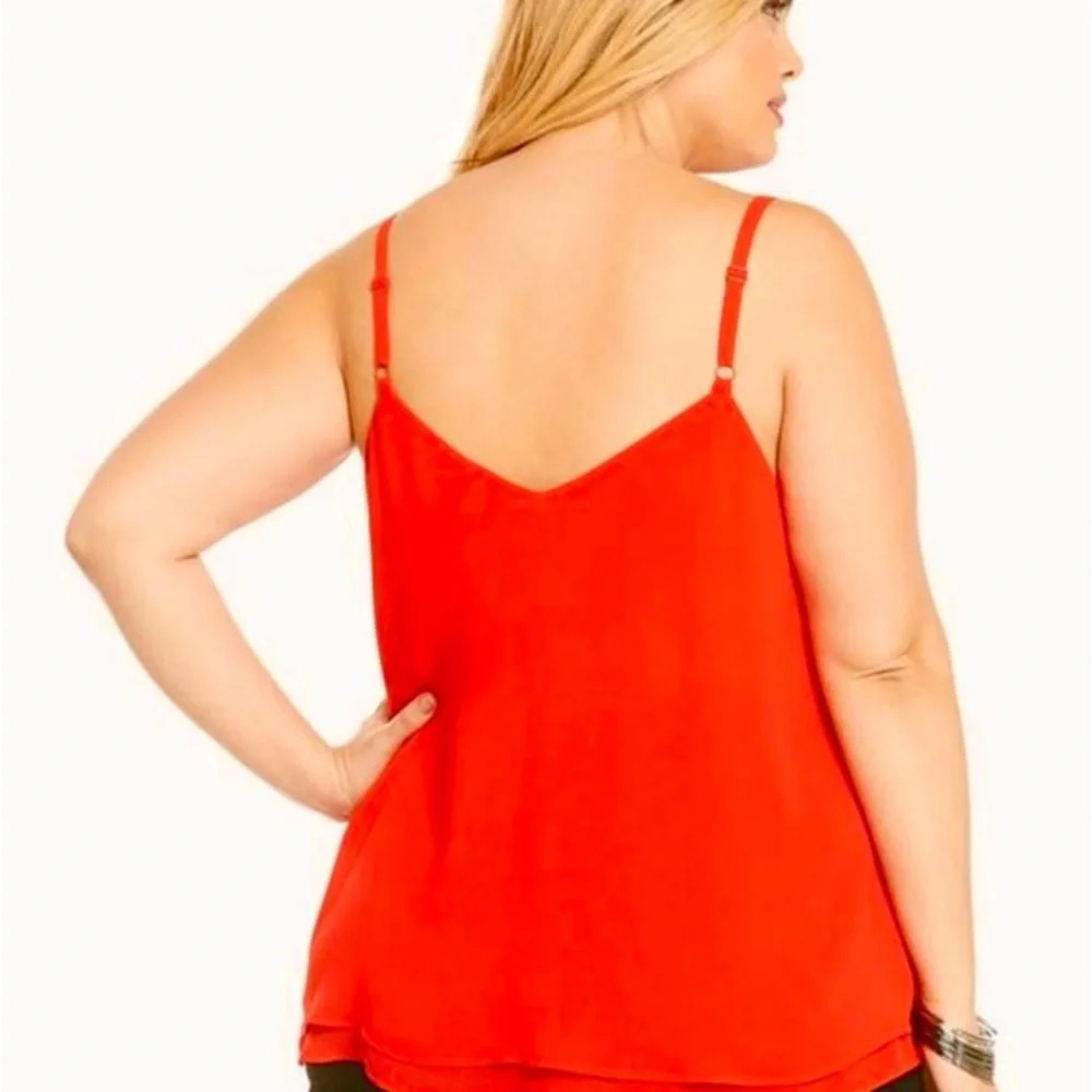 Torrid Strappy Front Double Layered Chiffon Cami Tank Top Red Plus Size 0 0X 12 - Picture 5 of 12